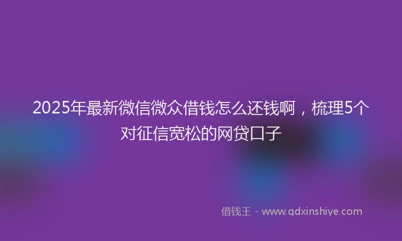 2025年最新微信微众借钱怎么还钱啊，梳理5个对征信宽松的网贷口子