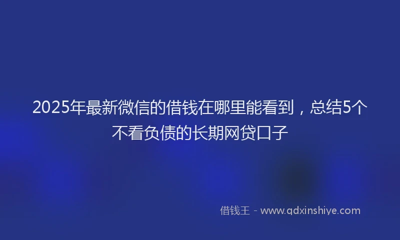 2025年最新微信的借钱在哪里能看到，总结5个不看负债的长期网贷口子