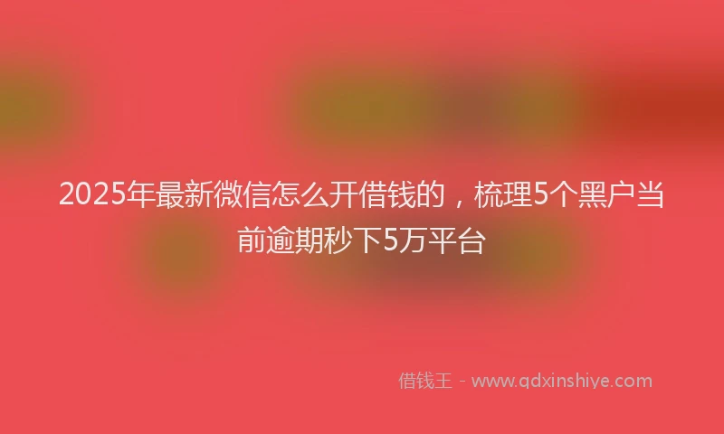 2025年最新微信怎么开借钱的，梳理5个黑户当前逾期秒下5万平台