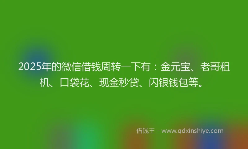 2025年的微信借钱周转一下有：金元宝、老哥租机、口袋花、现金秒贷、闪银钱包等。
