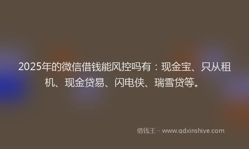 2025年的微信借钱能风控吗有：现金宝、只从租机、现金贷易、闪电侠、瑞雪贷等。