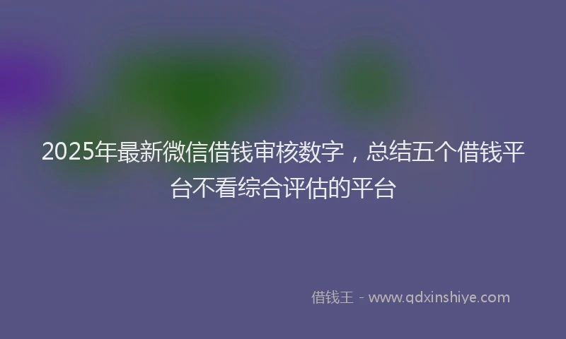 2025年最新微信借钱审核数字，总结五个借钱平台不看综合评估的平台