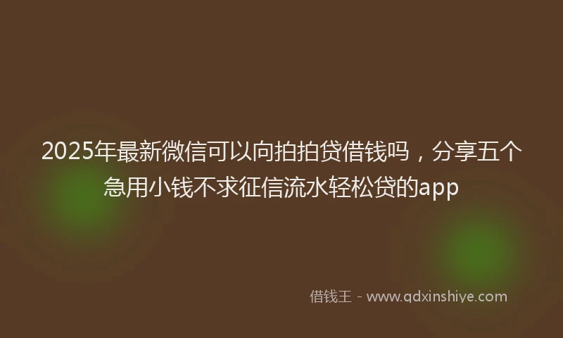 2025年最新微信可以向拍拍贷借钱吗，分享五个急用小钱不求征信流水轻松贷的app