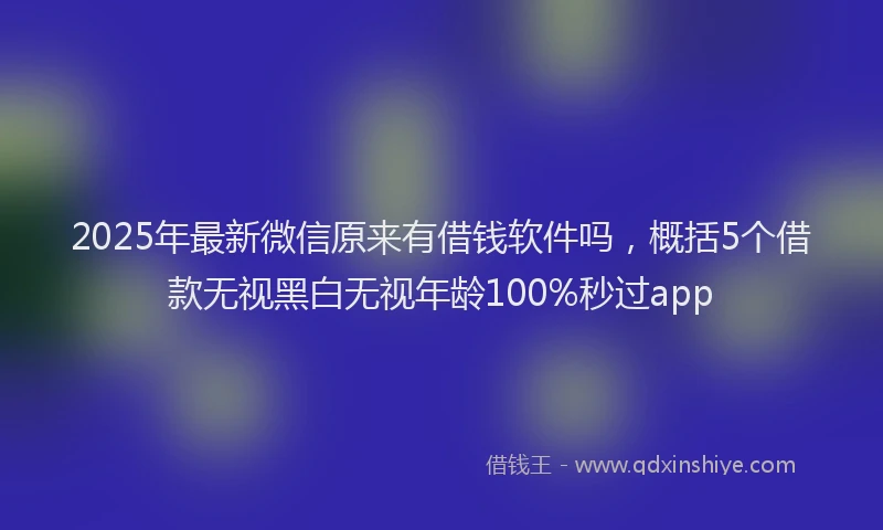 2025年最新微信原来有借钱软件吗，概括5个借款无视黑白无视年龄100%秒过app