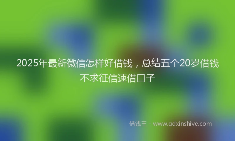 2025年最新微信怎样好借钱，总结五个20岁借钱不求征信速借口子