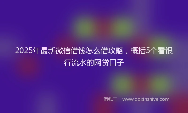 2025年最新微信借钱怎么借攻略，概括5个看银行流水的网贷口子