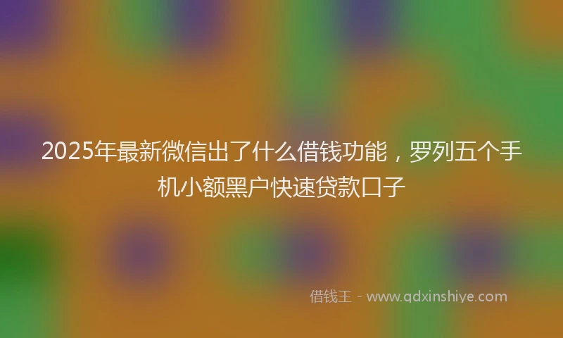 2025年最新微信出了什么借钱功能，罗列五个手机小额黑户快速贷款口子