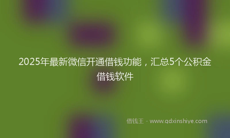 2025年最新微信开通借钱功能，汇总5个公积金借钱软件