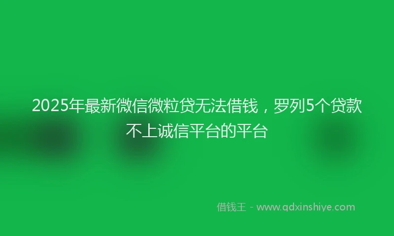 2025年最新微信微粒贷无法借钱，罗列5个贷款不上诚信平台的平台