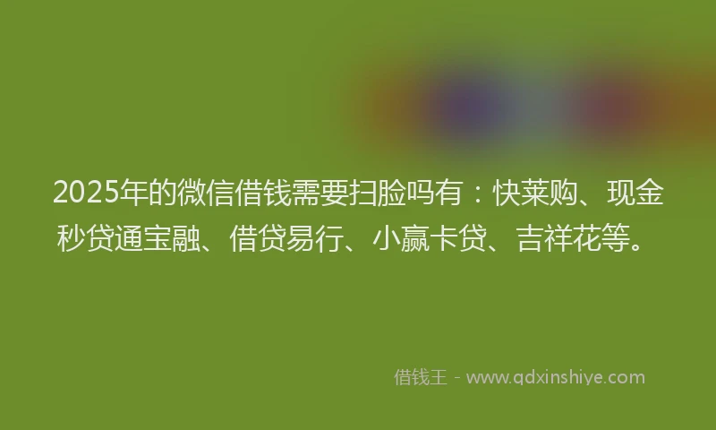 2025年的微信借钱需要扫脸吗有：快莱购、现金秒贷通宝融、借贷易行、小赢卡贷、吉祥花等。