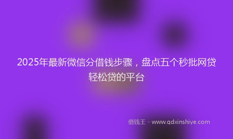 2025年最新微信分借钱步骤，盘点五个秒批网贷轻松贷的平台