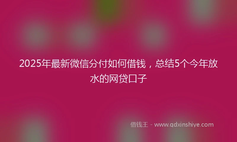 2025年最新微信分付如何借钱，总结5个今年放水的网贷口子