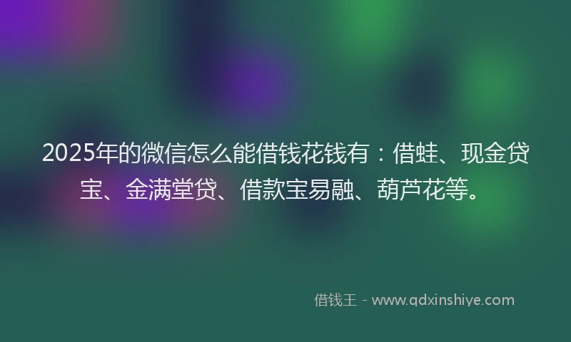 2025年的微信怎么能借钱花钱有：借蛙、现金贷宝、金满堂贷、借款宝易融、葫芦花等。