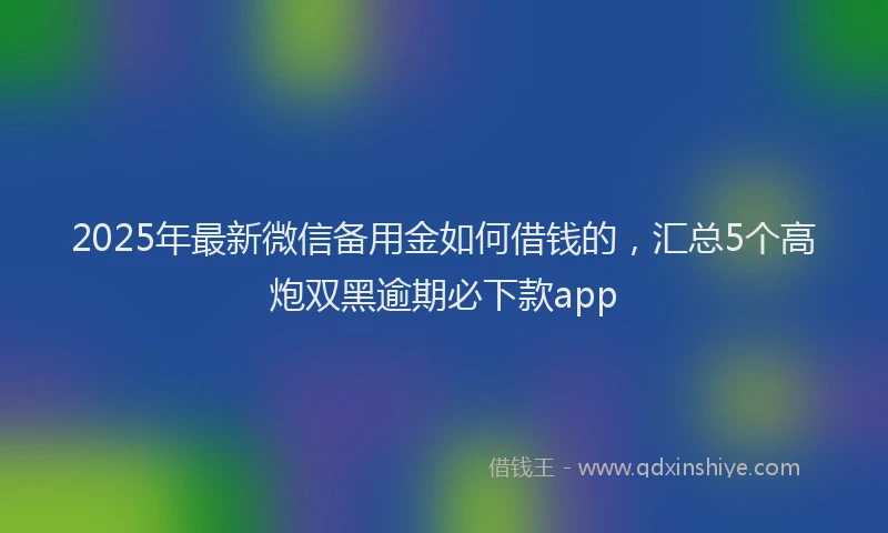 2025年最新微信备用金如何借钱的，汇总5个高炮双黑逾期必下款app