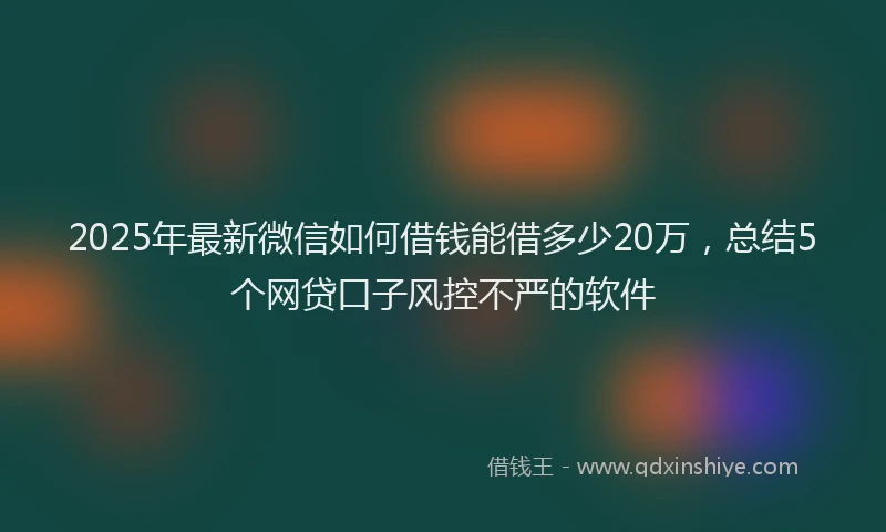 2025年最新微信如何借钱能借多少20万，总结5个网贷口子风控不严的软件
