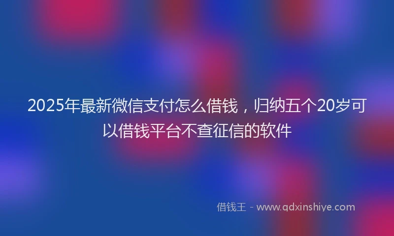 2025年最新微信支付怎么借钱，归纳五个20岁可以借钱平台不查征信的软件