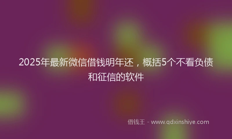 2025年最新微信借钱明年还，概括5个不看负债和征信的软件