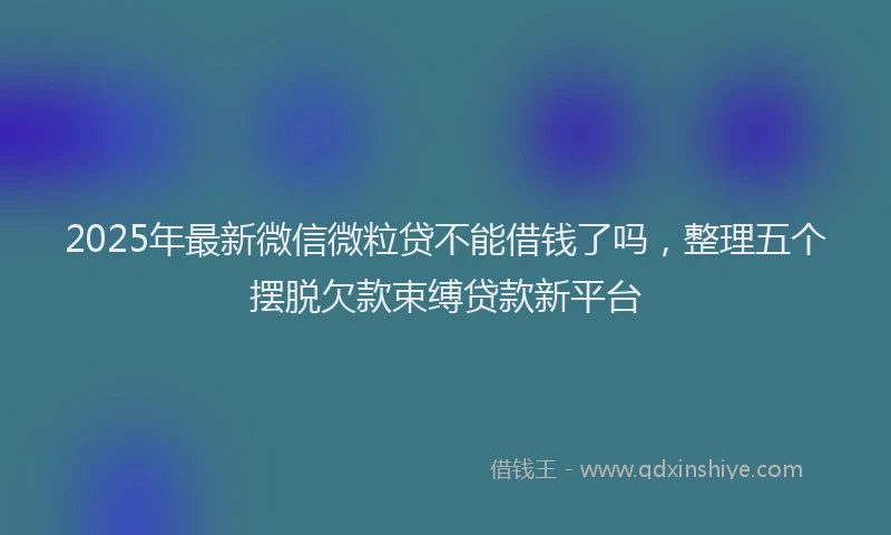 2025年最新微信微粒贷不能借钱了吗，整理五个摆脱欠款束缚贷款新平台