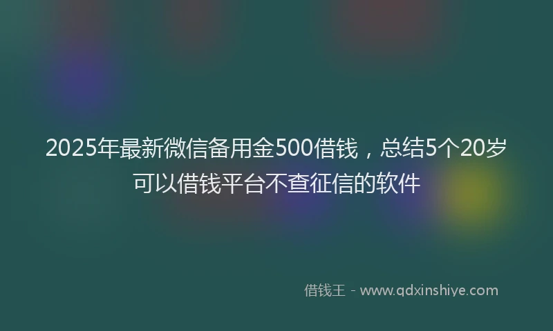 2025年最新微信备用金500借钱，总结5个20岁可以借钱平台不查征信的软件