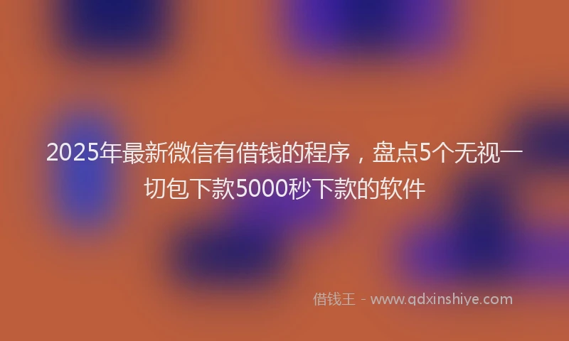 2025年最新微信有借钱的程序，盘点5个无视一切包下款5000秒下款的软件