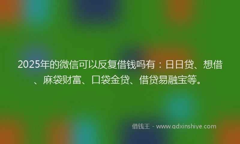 2025年的微信可以反复借钱吗有：日日贷、想借、麻袋财富、口袋金贷、借贷易融宝等。
