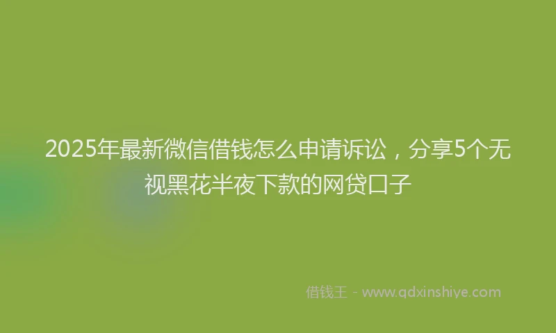 2025年最新微信借钱怎么申请诉讼，分享5个无视黑花半夜下款的网贷口子
