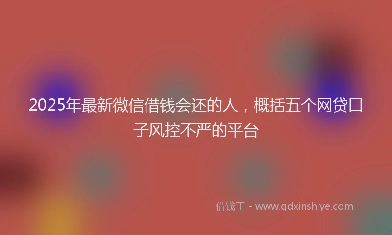 2025年最新微信借钱会还的人，概括五个网贷口子风控不严的平台