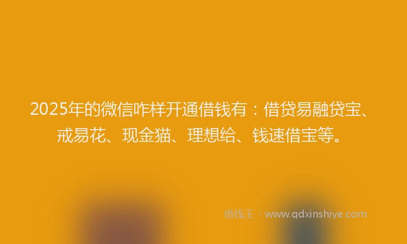 2025年的微信咋样开通借钱有：借贷易融贷宝、戒易花、现金猫、理想给、钱速借宝等。
