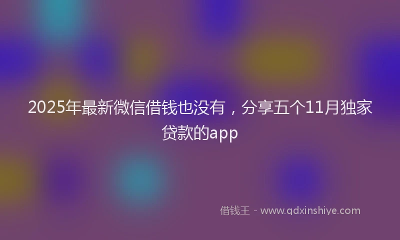 2025年最新微信借钱也没有，分享五个11月独家贷款的app