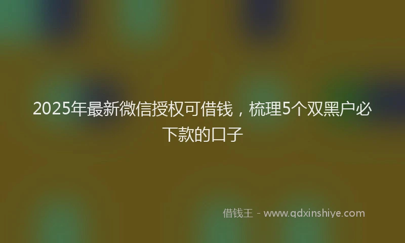 2025年最新微信授权可借钱，梳理5个双黑户必下款的口子