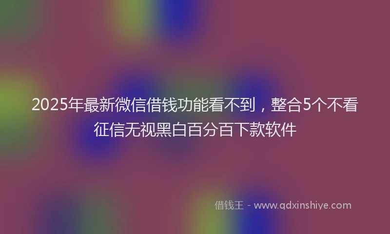 2025年最新微信借钱功能看不到，整合5个不看征信无视黑白百分百下款软件