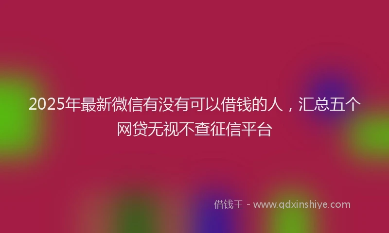 2025年最新微信有没有可以借钱的人，汇总五个网贷无视不查征信平台
