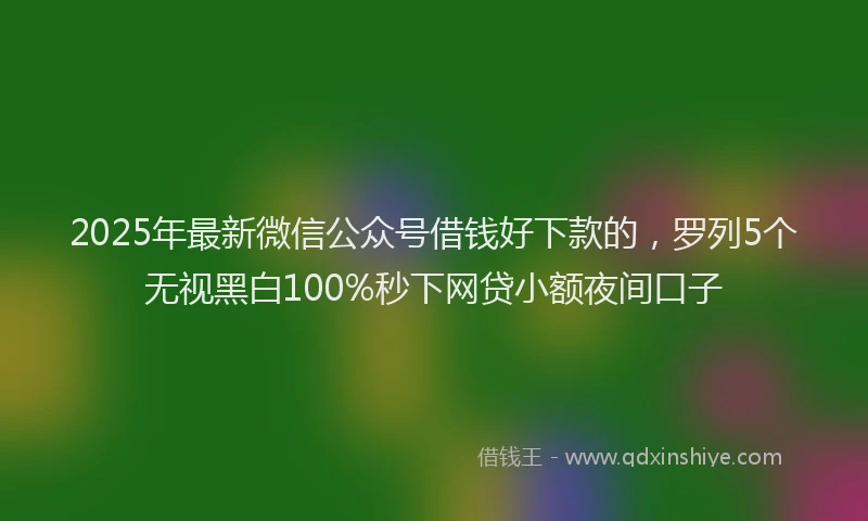 2025年最新微信公众号借钱好下款的，罗列5个无视黑白100%秒下网贷小额夜间口子