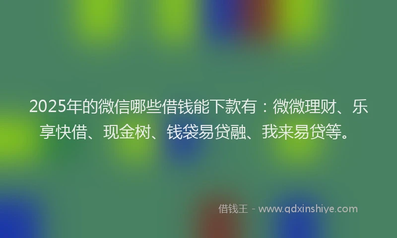 2025年的微信哪些借钱能下款有：微微理财、乐享快借、现金树、钱袋易贷融、我来易贷等。