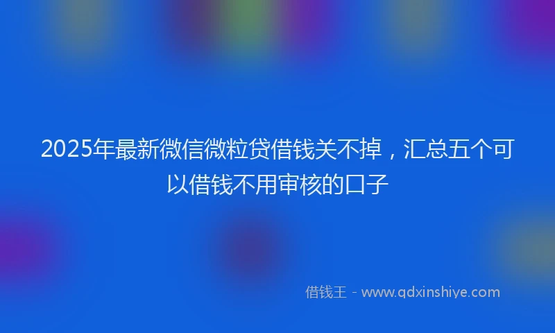 2025年最新微信微粒贷借钱关不掉，汇总五个可以借钱不用审核的口子