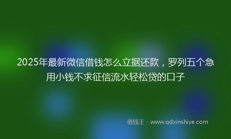 2025年最新微信借钱怎么立据还款，罗列五个急用小钱不求征信流水轻松贷的口子