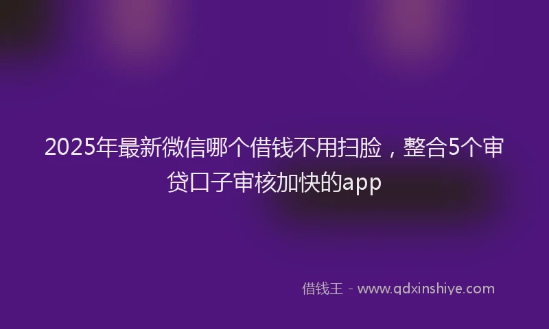 2025年最新微信哪个借钱不用扫脸，整合5个审贷口子审核加快的app