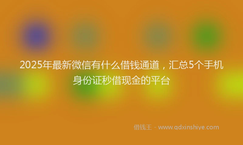 2025年最新微信有什么借钱通道，汇总5个手机身份证秒借现金的平台