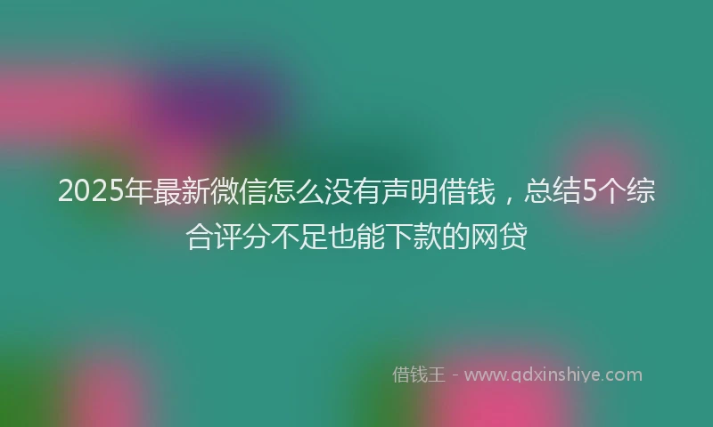 2025年最新微信怎么没有声明借钱，总结5个综合评分不足也能下款的网贷