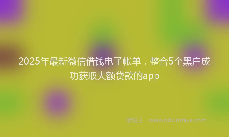 2025年最新微信借钱电子帐单，整合5个黑户成功获取大额贷款的app
