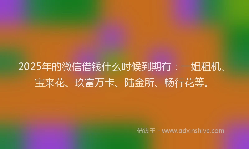 2025年的微信借钱什么时候到期有：一姐租机、宝来花、玖富万卡、陆金所、畅行花等。