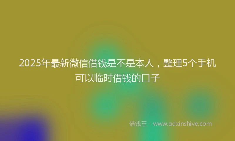 2025年最新微信借钱是不是本人，整理5个手机可以临时借钱的口子