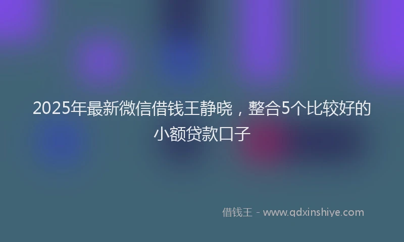 2025年最新微信借钱王静晓，整合5个比较好的小额贷款口子