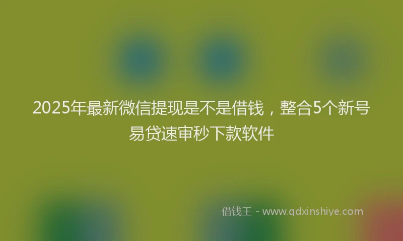 2025年最新微信提现是不是借钱，整合5个新号易贷速审秒下款软件