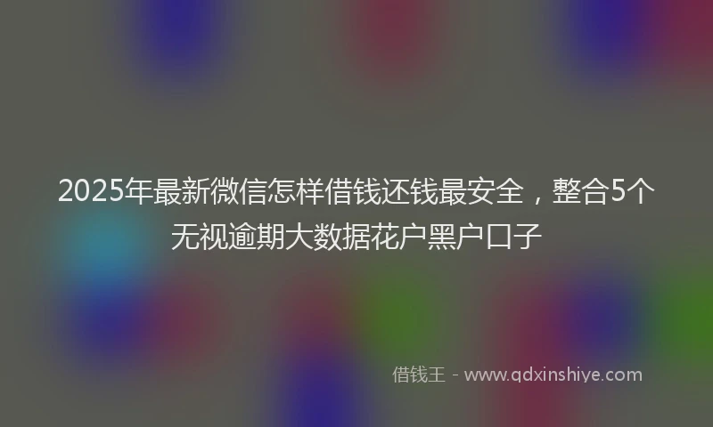 2025年最新微信怎样借钱还钱最安全，整合5个无视逾期大数据花户黑户口子
