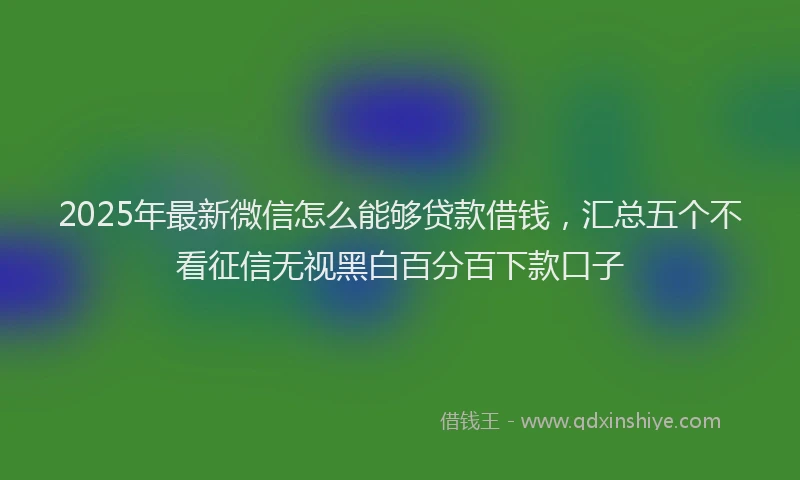 2025年最新微信怎么能够贷款借钱，汇总五个不看征信无视黑白百分百下款口子