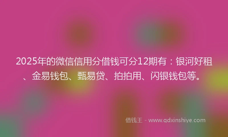 2025年的微信信用分借钱可分12期有：银河好租、金易钱包、甄易贷、拍拍用、闪银钱包等。