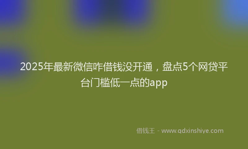 2025年最新微信咋借钱没开通，盘点5个网贷平台门槛低一点的app