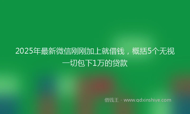 2025年最新微信刚刚加上就借钱，概括5个无视一切包下1万的贷款