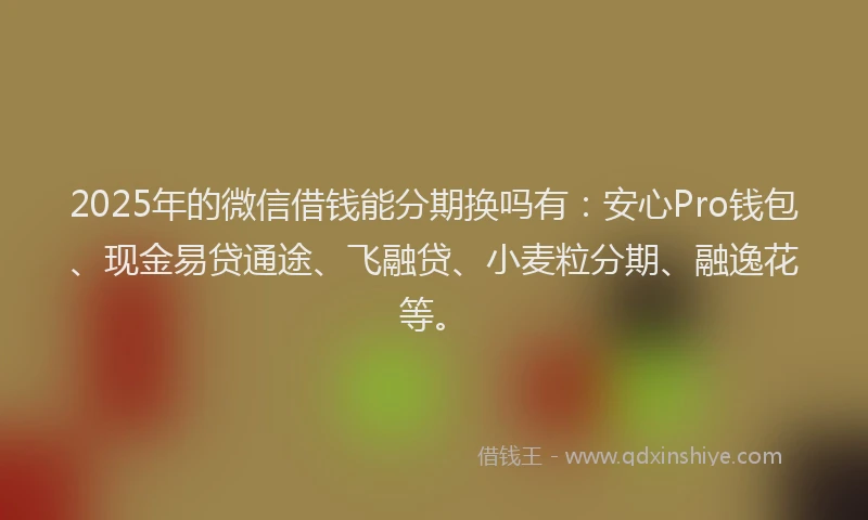 2025年的微信借钱能分期换吗有：安心Pro钱包、现金易贷通途、飞融贷、小麦粒分期、融逸花等。